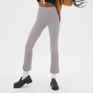 Urban Outfitters Rosie Rib High-waisted Flare Pant In Light Grey